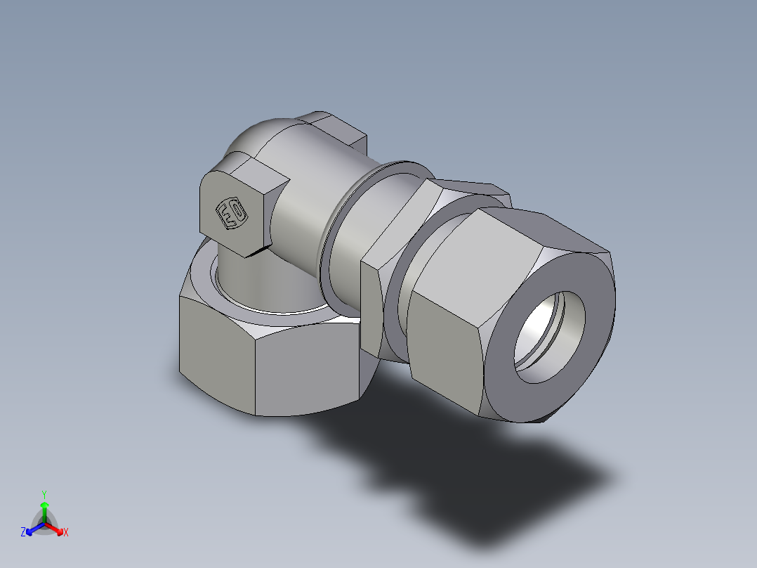 卡套式工业通用硬管接头EO_Bulkhead_elbow_WSV25SCF正等轴测图