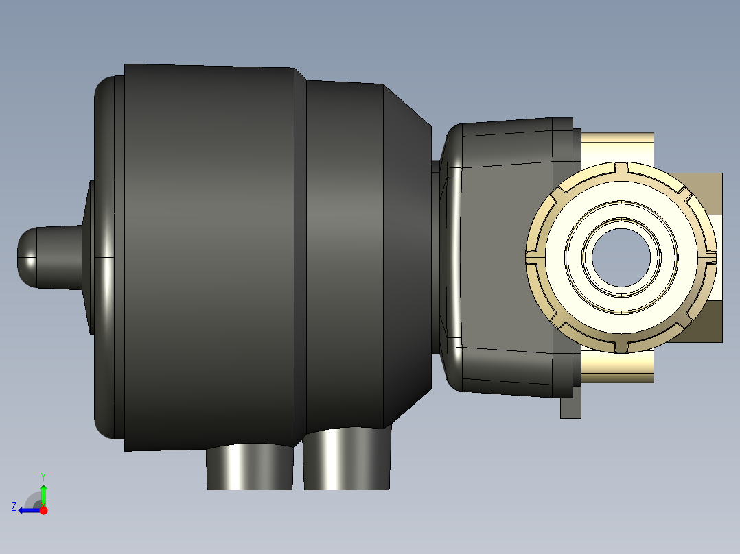 6DKUIMCP DA 气动隔膜阀双作用，与女性的两端，公制系列PP-H右视图