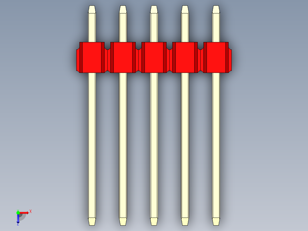 彩色公头100mil（2.54mm）系列-DS1021_red_2x05p_100mil_Type5_rev1.0俯视图