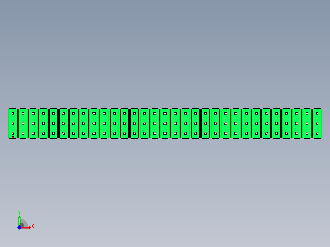 彩色公头100mil（2.54mm）系列-DS1021_green_3x31p_100mil_Type43_rev1.0前视图