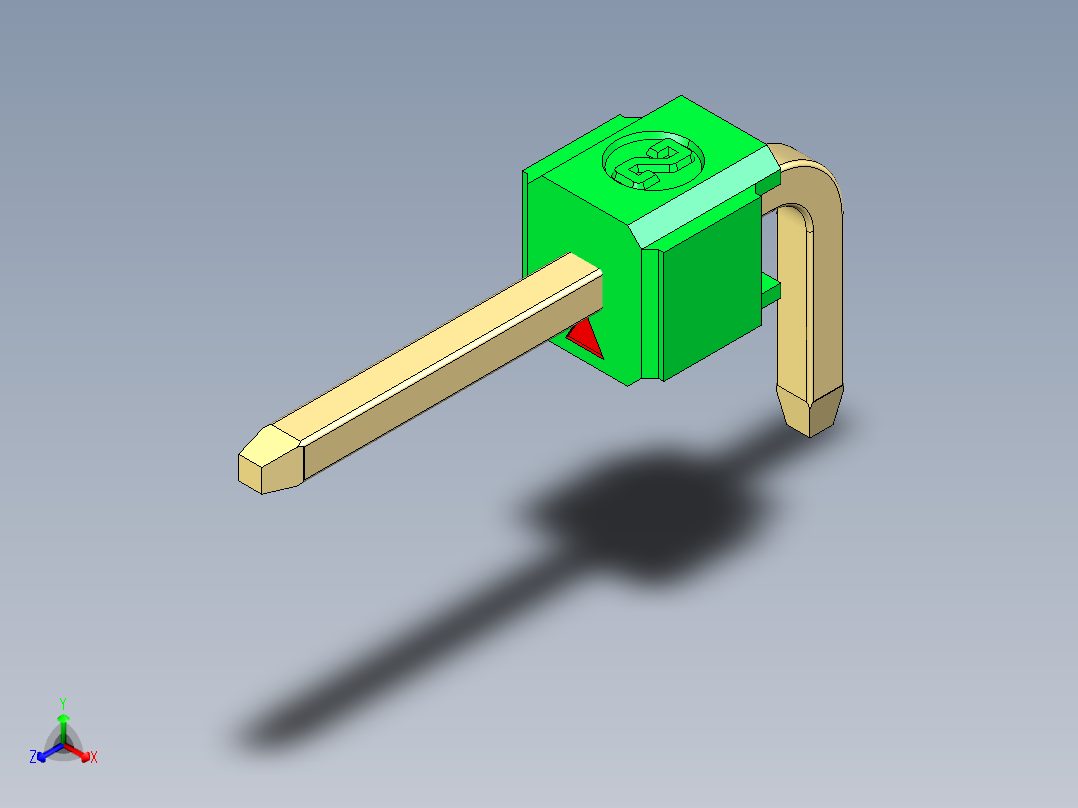 彩色公排针 100mil 2.54mm 系列-DS1022_green_1x01p_100mil_TypeD_rev1.0正等轴测图