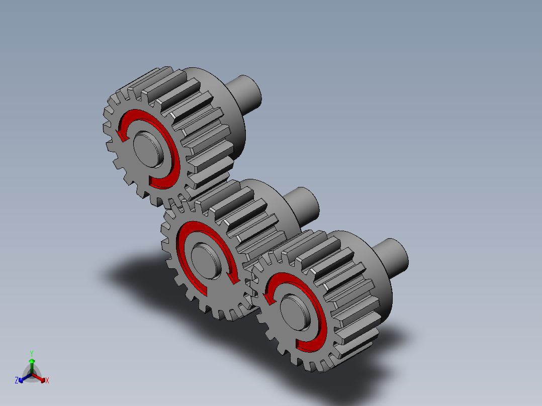 齿轮啮合 (4)正等轴测图