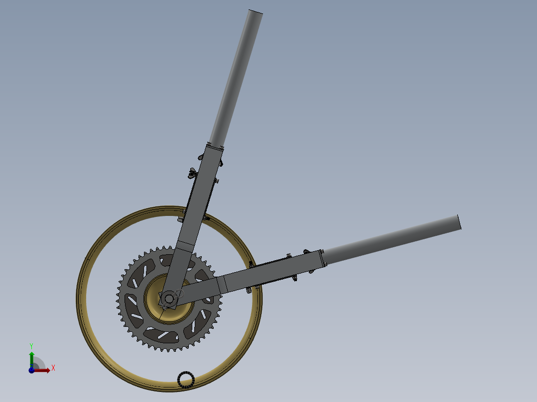 内框架固定住车轮，防止其转动前视图