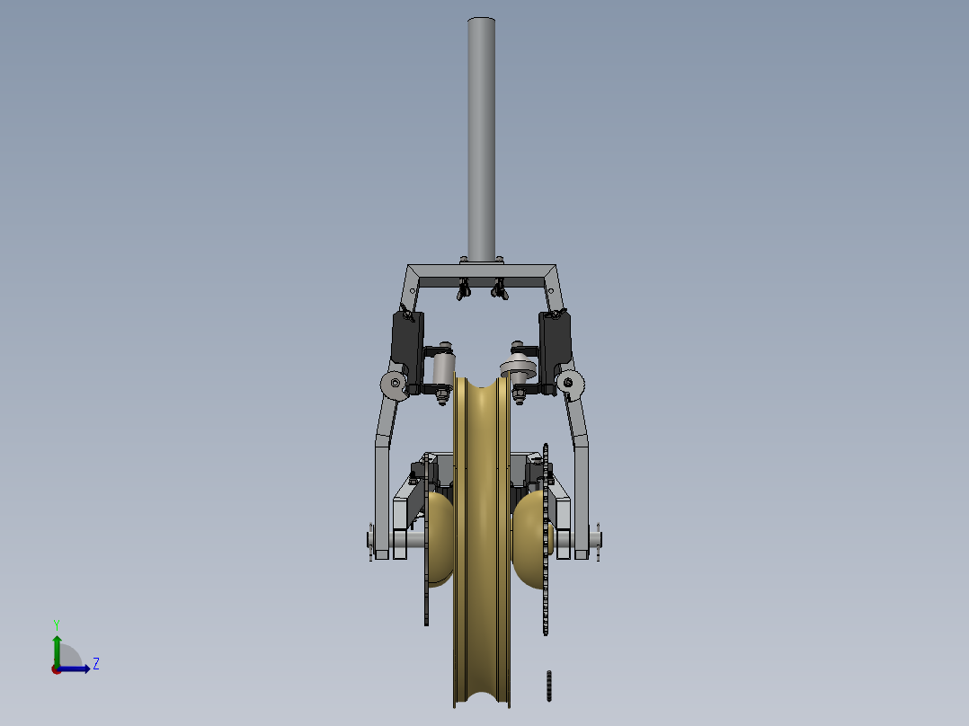 内框架固定住车轮，防止其转动左视图