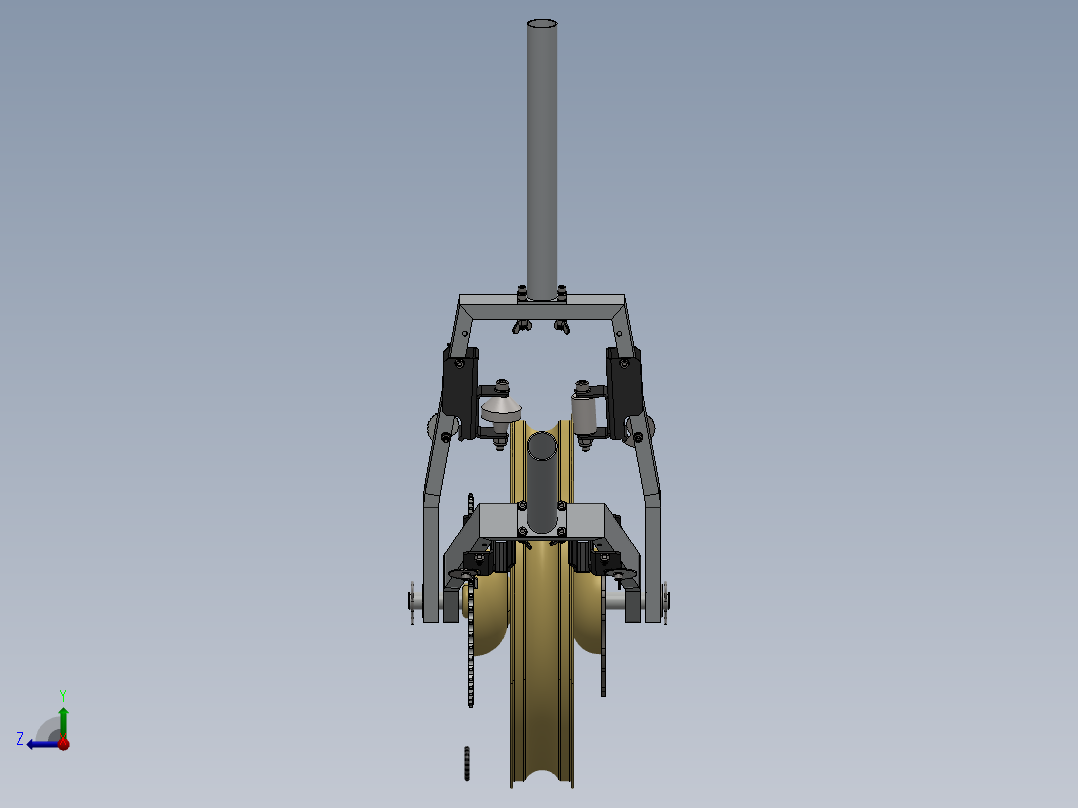 内框架固定住车轮，防止其转动右视图