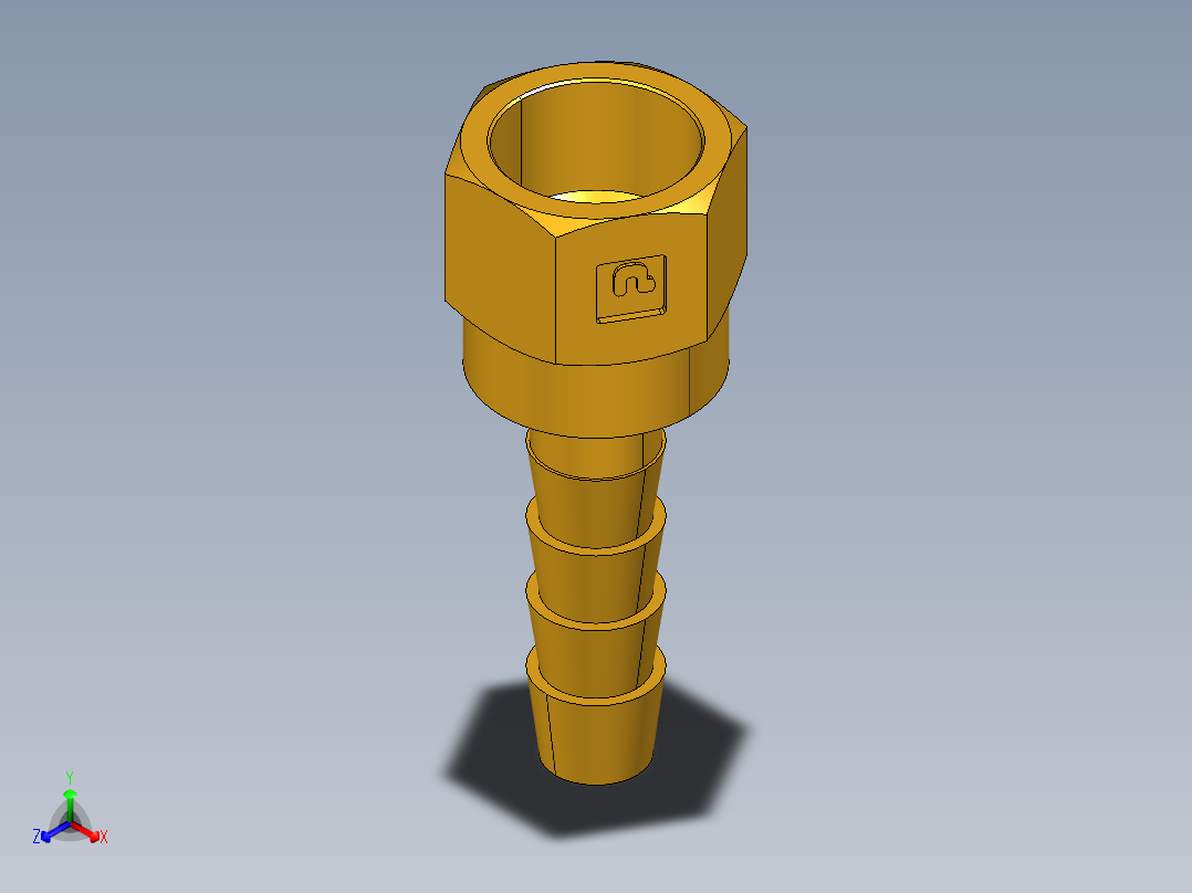 倒齿式工业管接头Hose Barb to Swivel 45Deg Female Flare 146HBLFSV-4-4正等轴测图