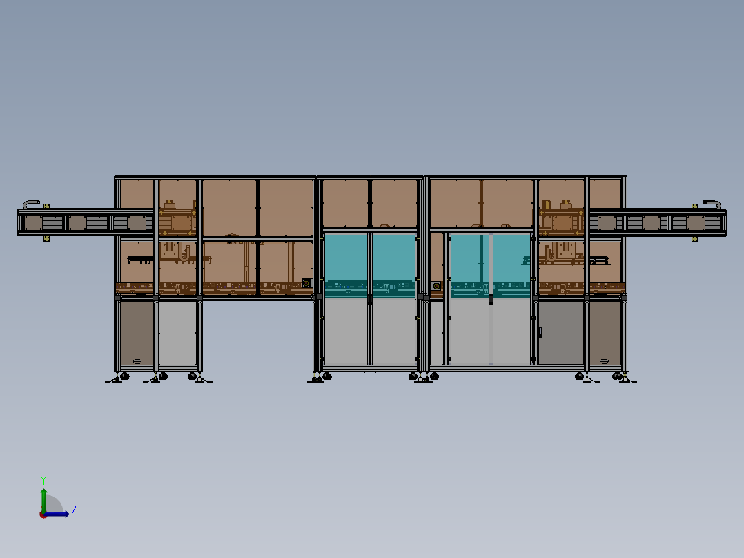 双向面板暂存输送线sw20可编辑左视图