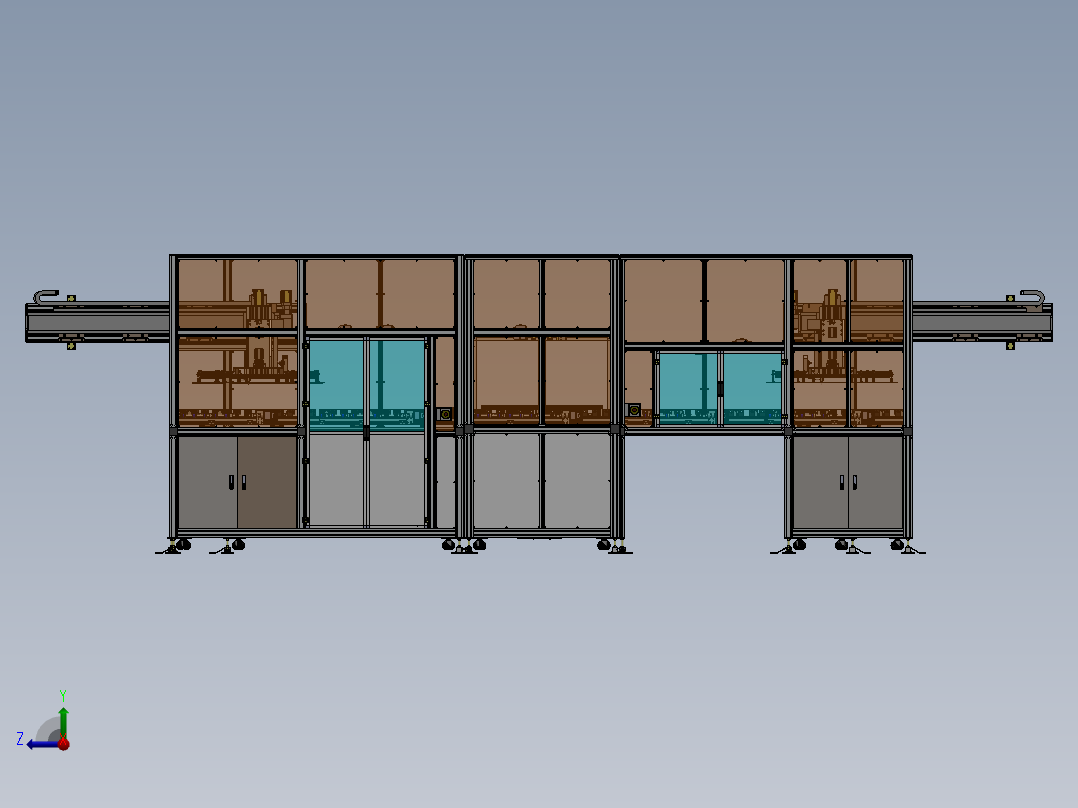双向面板暂存输送线sw20可编辑右视图
