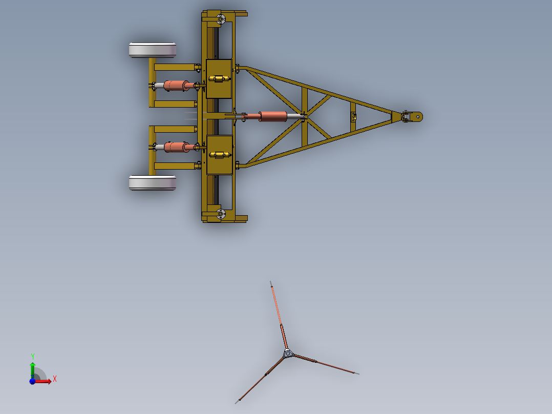 激光平地机（sw16可编辑+cad+说明书）前视图