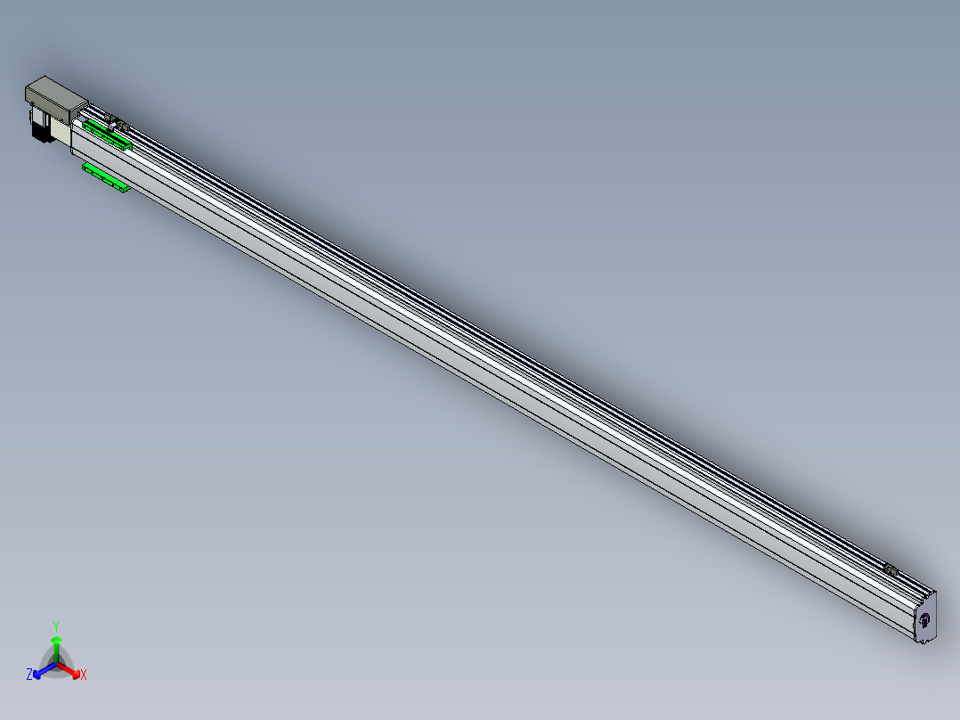 同步带滑台-半封闭B13H-L45-S2600-R-P40-D3正等轴测图