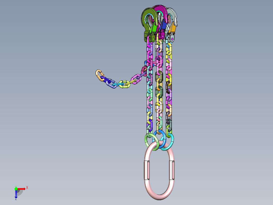 三腿单腿起重链条吊钩吊具蝴蝶扣成套吊具俯视图