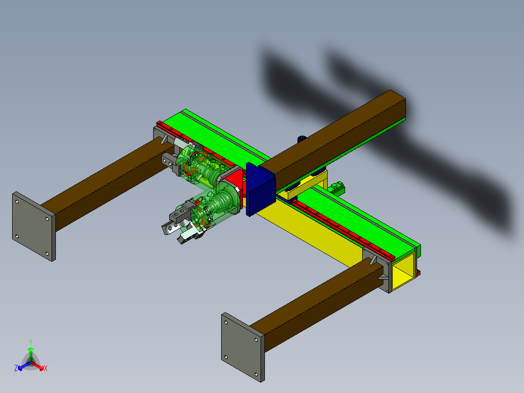 JX332-MAR08 五自由度桁架机器人与PROE仿真设计正等轴测图