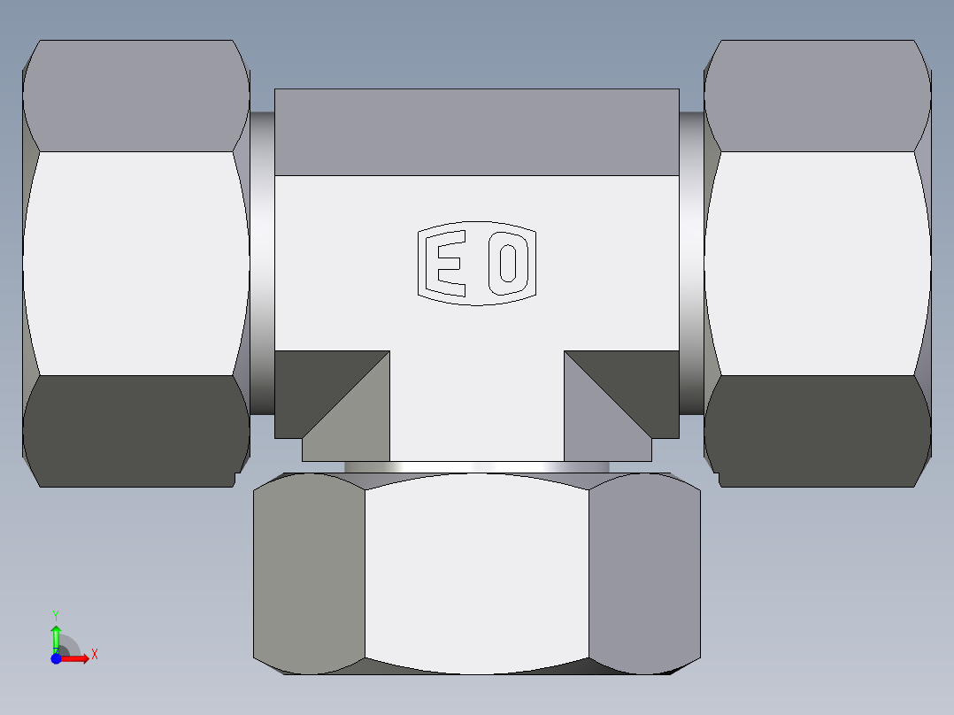 卡套式工业通用硬管接头EO_Swivel_nut_branch_tee_ET25ZS71前视图