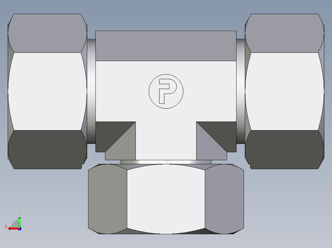 卡套式工业通用硬管接头EO_Swivel_nut_branch_tee_ET25ZS71后视图