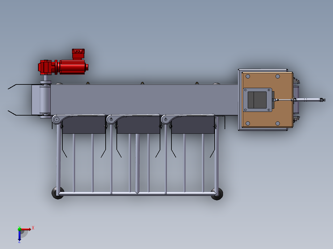 链板输送机（链板给料机）俯视图