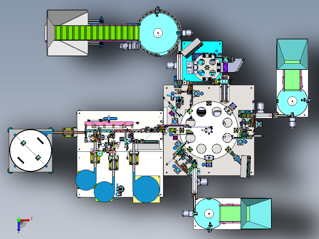 水洒中节全自动装配设备sw18可编辑俯视图