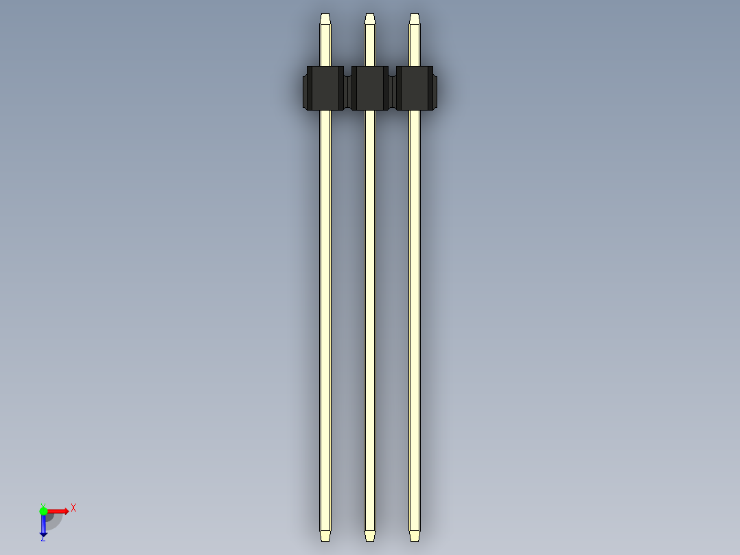 彩色公头100mil（2.54mm）系列-DS1021_black_1x03p_100mil_Type43_rev1.0俯视图