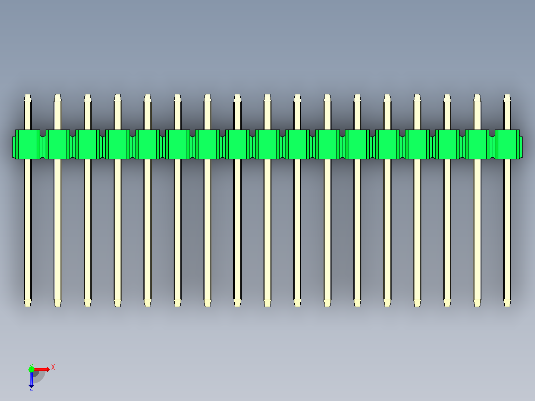 彩色公头100mil（2.54mm）系列-DS1021_green_1x17p_100mil_Type5_rev1.0俯视图