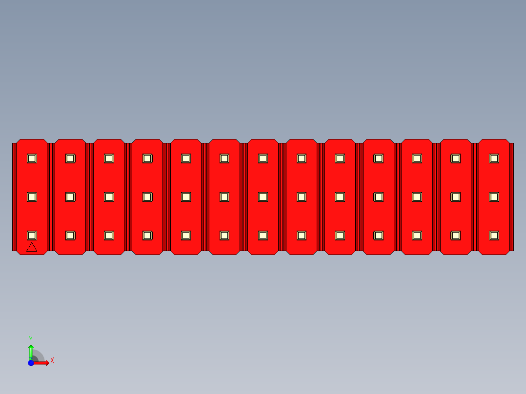 彩色公头100mil（2.54mm）系列-DS1021_red_3x13p_100mil_Type1_rev1.0前视图