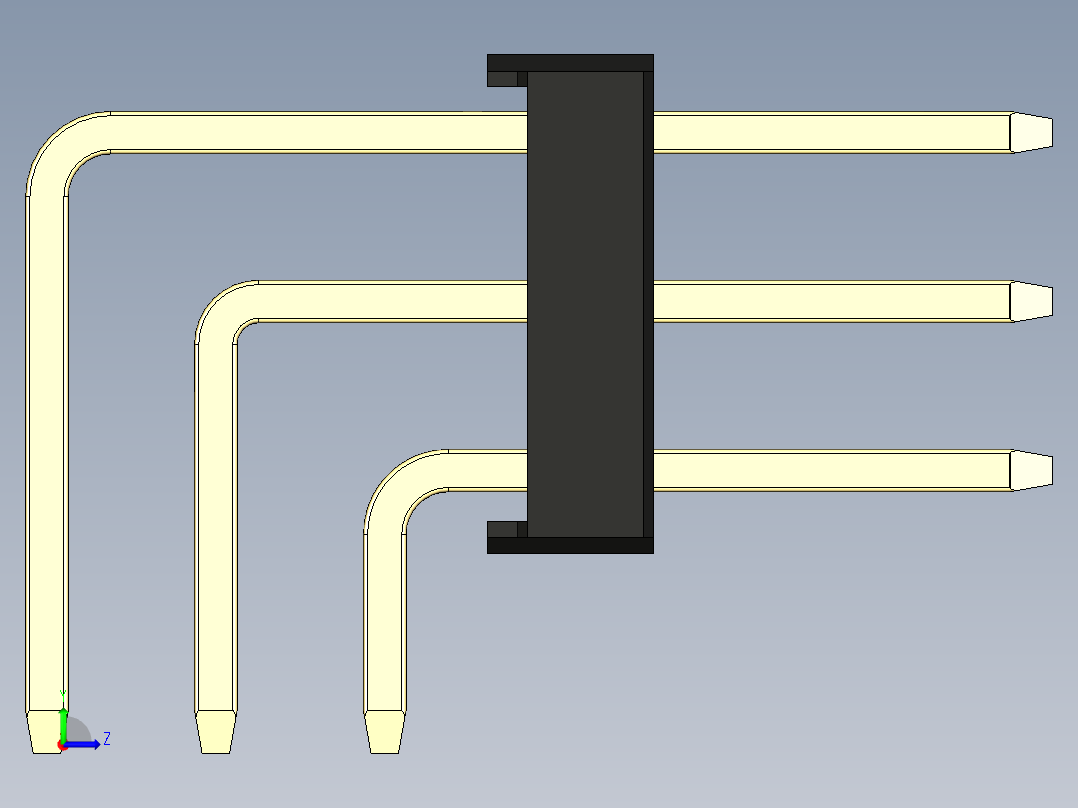 彩色公排针 100mil 2.54mm 系列-DS1022_black_3x13p_100mil_TypeD_rev1.0左视图