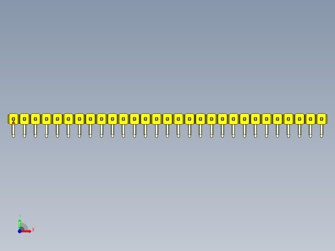 彩色公排针 100mil 2.54mm 系列-DS1022_yellow_1x29p_100mil_TypeD_rev1.0前视图