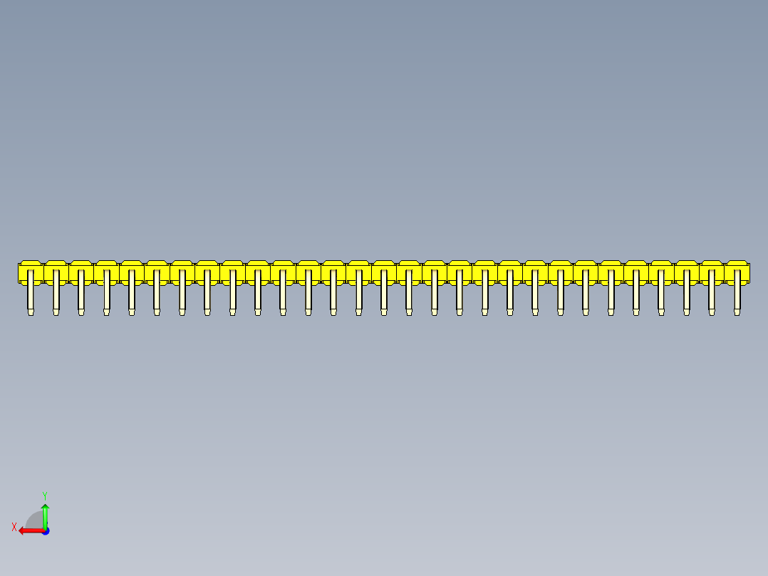 彩色公排针 100mil 2.54mm 系列-DS1022_yellow_1x29p_100mil_TypeD_rev1.0后视图