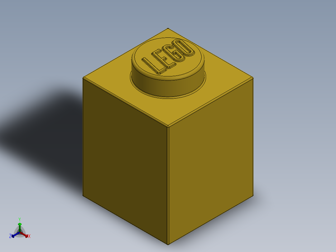 乐高套装 4421基本积木-300524 Bright Yellow Brick 1 x 1.SLDPRT正等轴测图