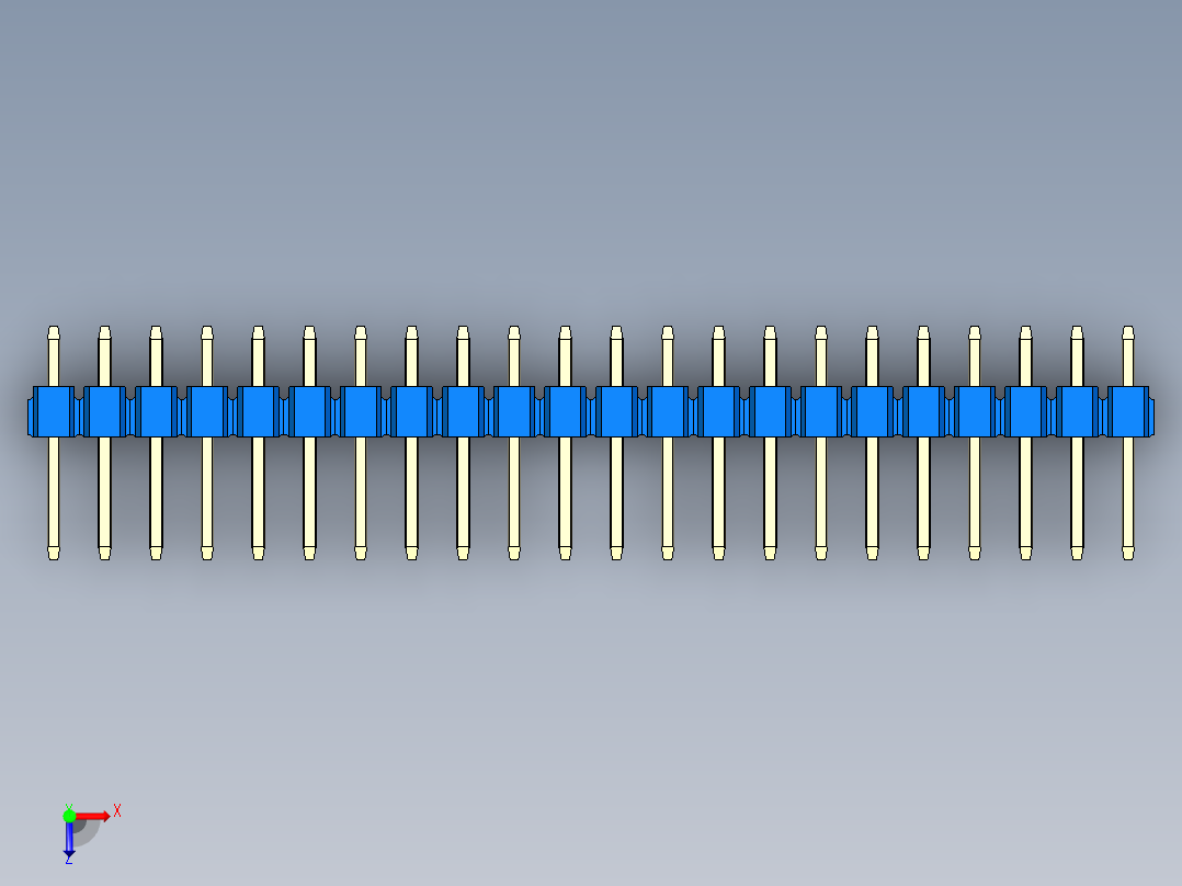 彩色公头100mil（2.54mm）系列-DS1021_blue_3x22p_100mil_Type1_rev1.0俯视图