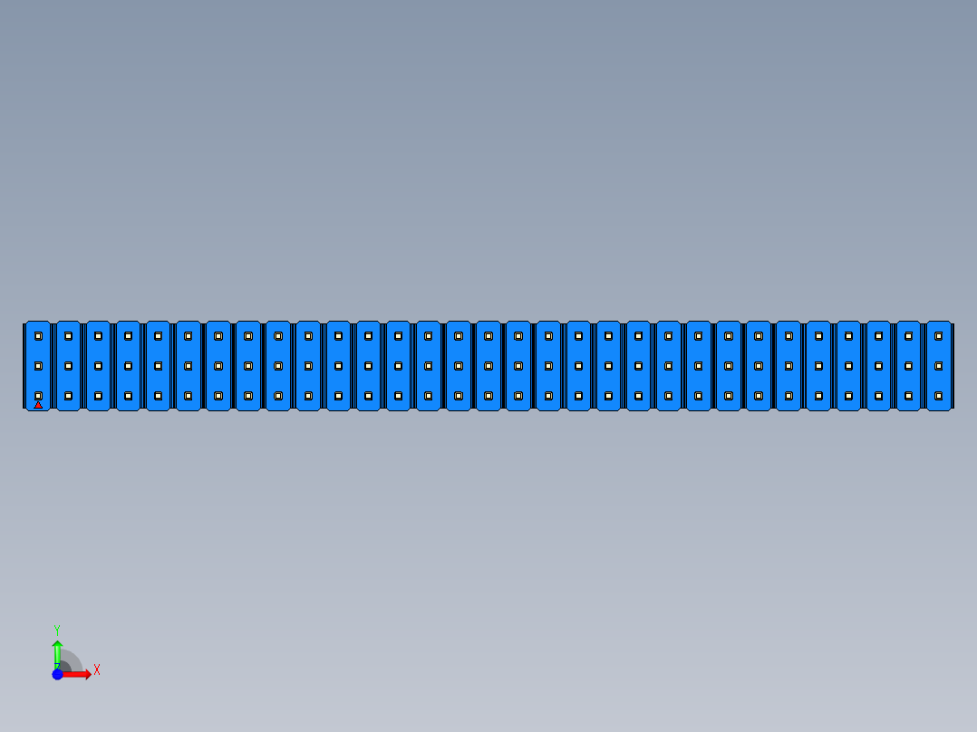 彩色公头100mil（2.54mm）系列-DS1021_blue_3x31p_100mil_Type43_rev1.0前视图