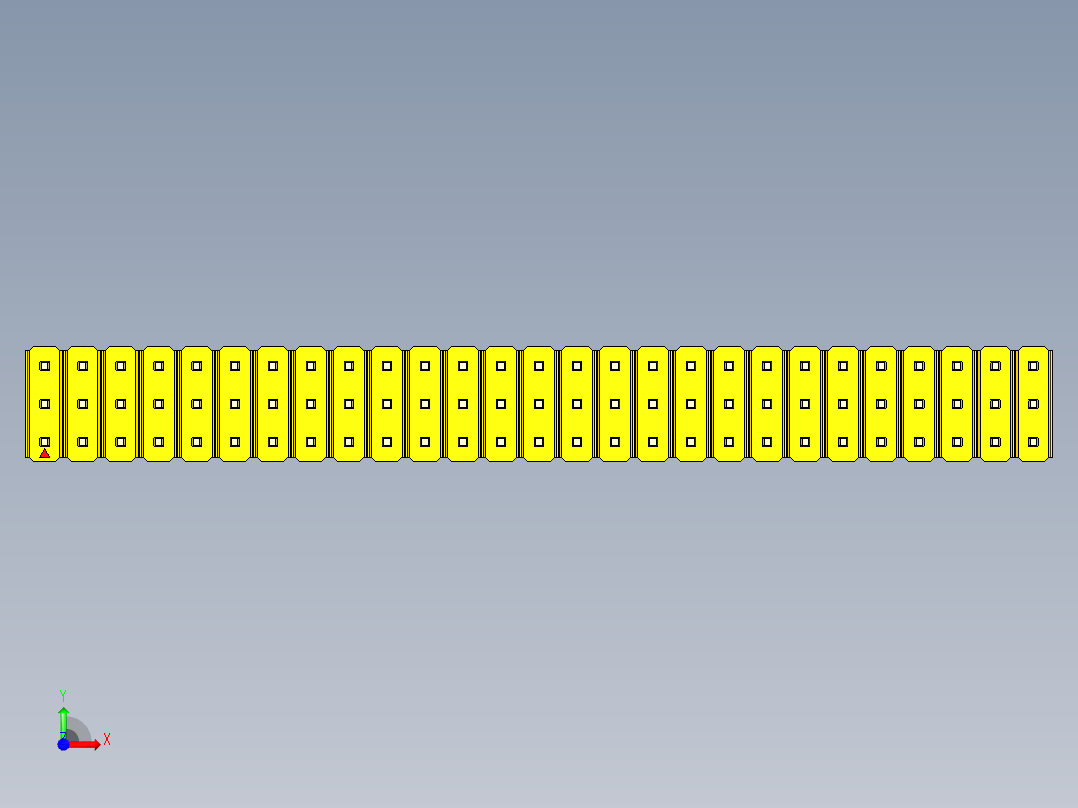 彩色公头100mil（2.54mm）系列-DS1021_yellow_3x27p_100mil_Type43_rev1.0前视图