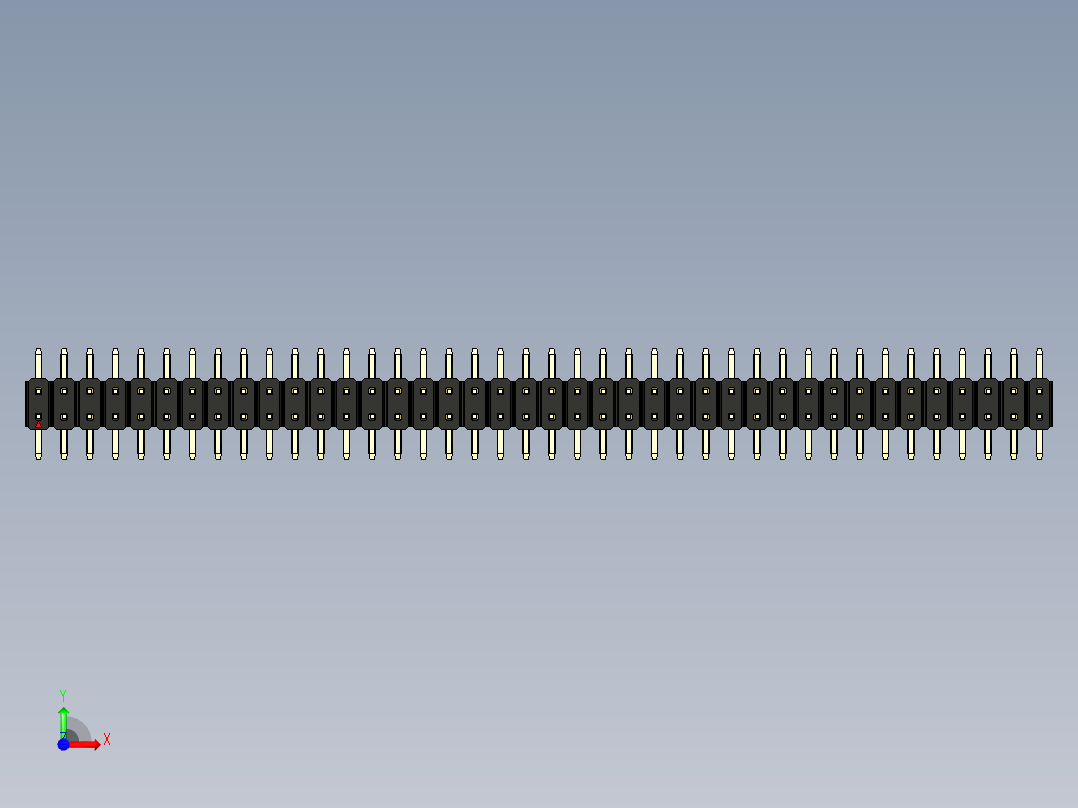 彩色公排针 100mil 2.54mm 系列-DS1022_black_80p_100mil_TypeSMT_rev1.0前视图
