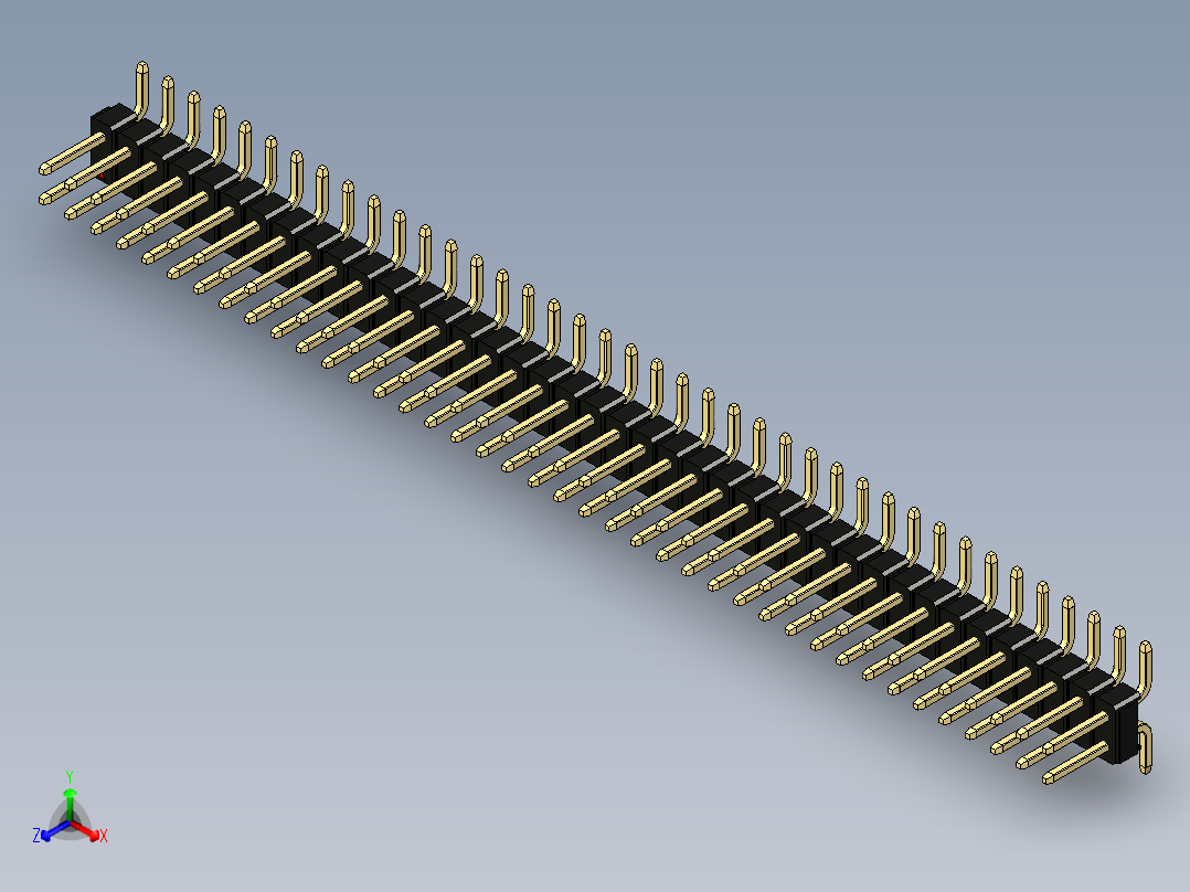 彩色公排针 100mil 2.54mm 系列-DS1022_black_80p_100mil_TypeSMT_rev1.0正等轴测图