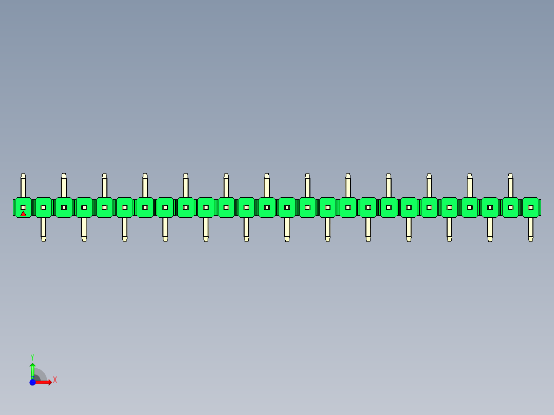 彩色公排针 100mil 2.54mm 系列-DS1022_green_26p_100mil_Type_SMT_R1_rev1.0前视图
