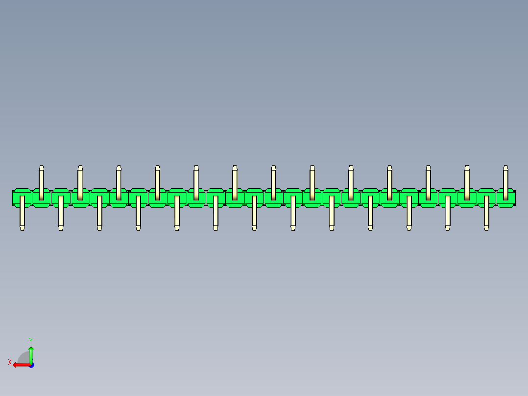 彩色公排针 100mil 2.54mm 系列-DS1022_green_26p_100mil_Type_SMT_R1_rev1.0后视图