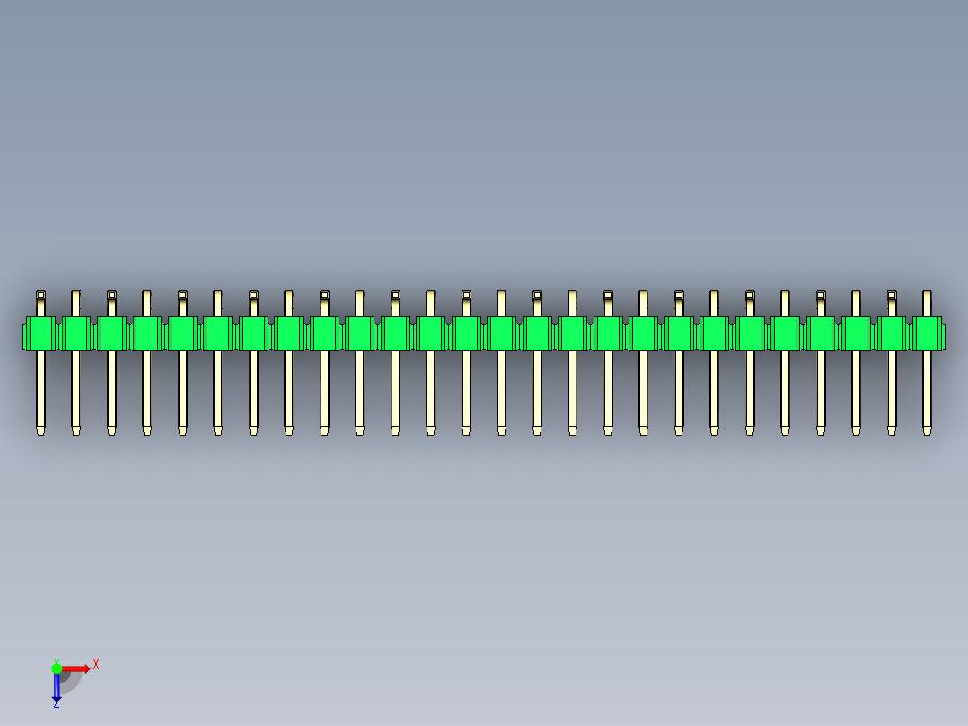 彩色公排针 100mil 2.54mm 系列-DS1022_green_26p_100mil_Type_SMT_R1_rev1.0俯视图