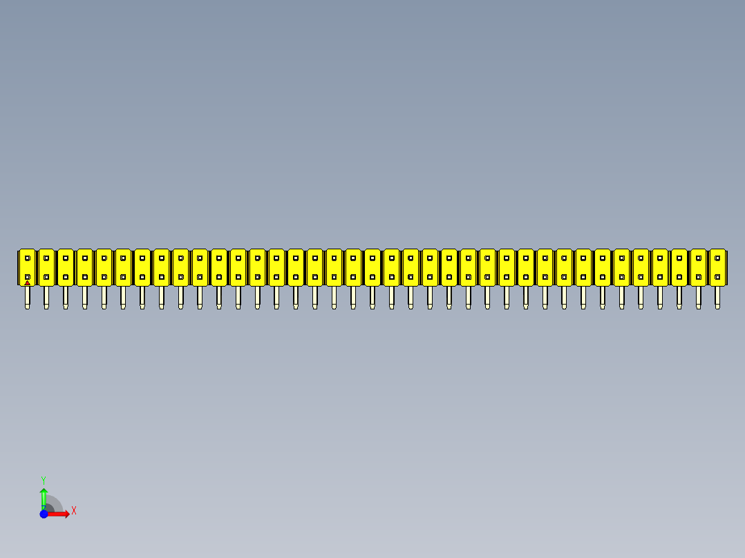 彩色公排针 100mil 2.54mm 系列-DS1022_yellow_2x37p_100mil_TypeD_rev1.0前视图