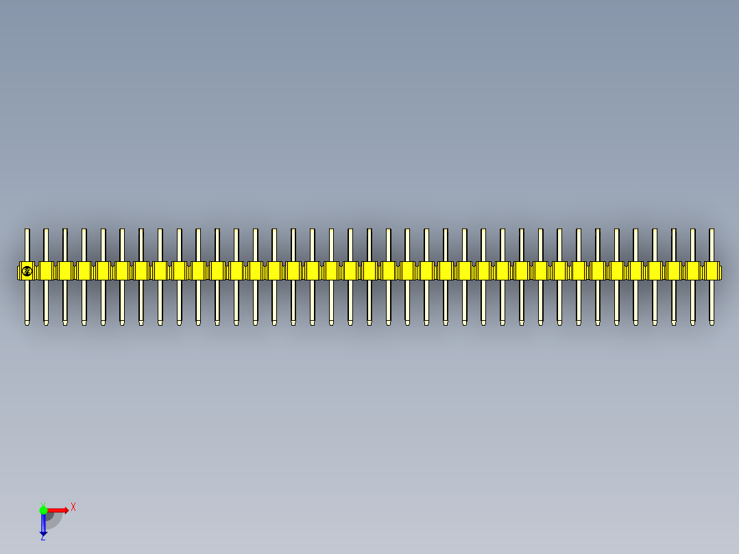 彩色公排针 100mil 2.54mm 系列-DS1022_yellow_2x37p_100mil_TypeD_rev1.0俯视图