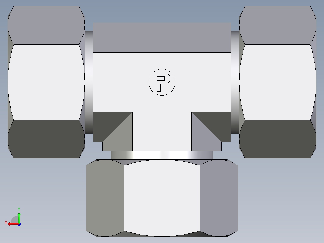 卡套式工业通用硬管接头EO_Union_tee_T25S71后视图