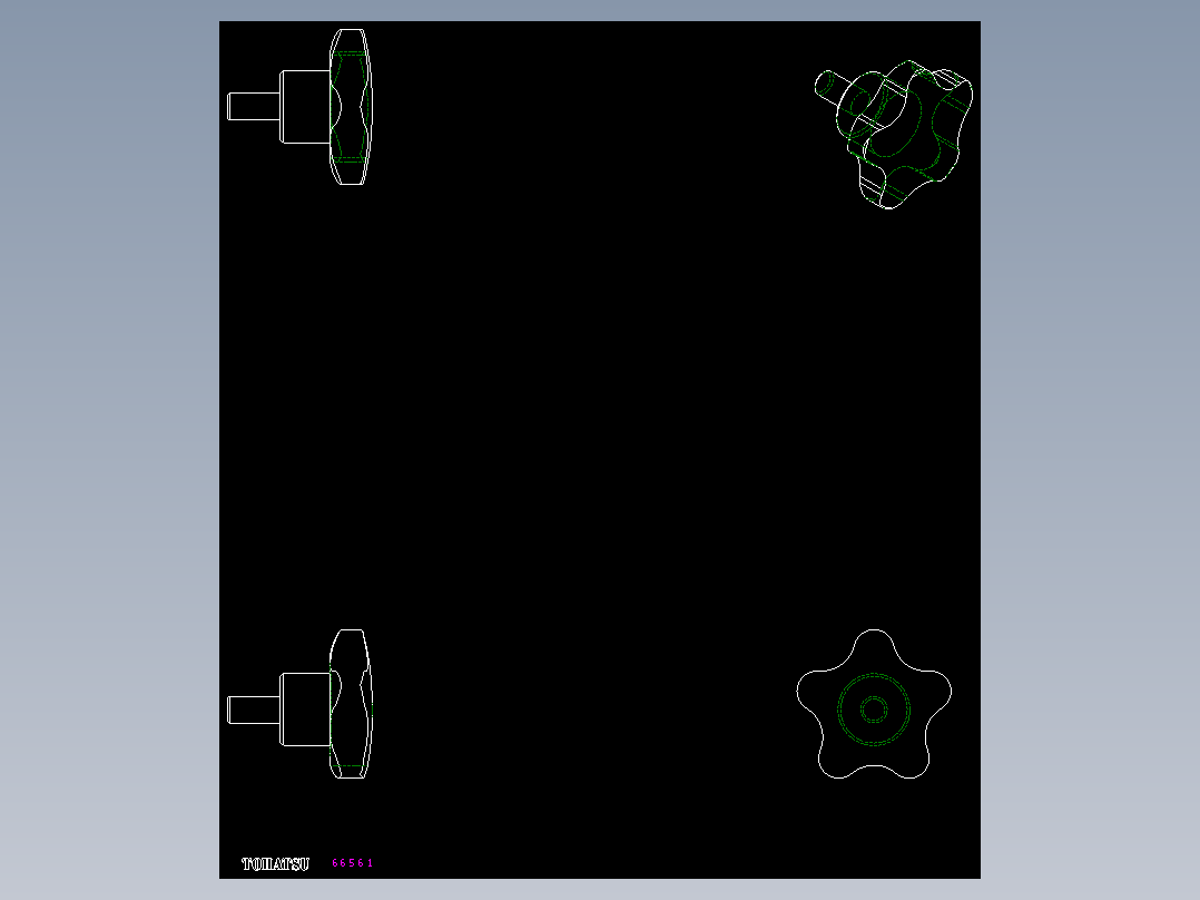 星型把手VC.192p-2D多系列多零件图纸模型