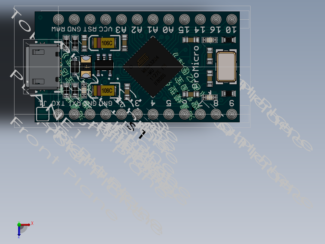 电路板arduino-pro-micro SW STP俯视图