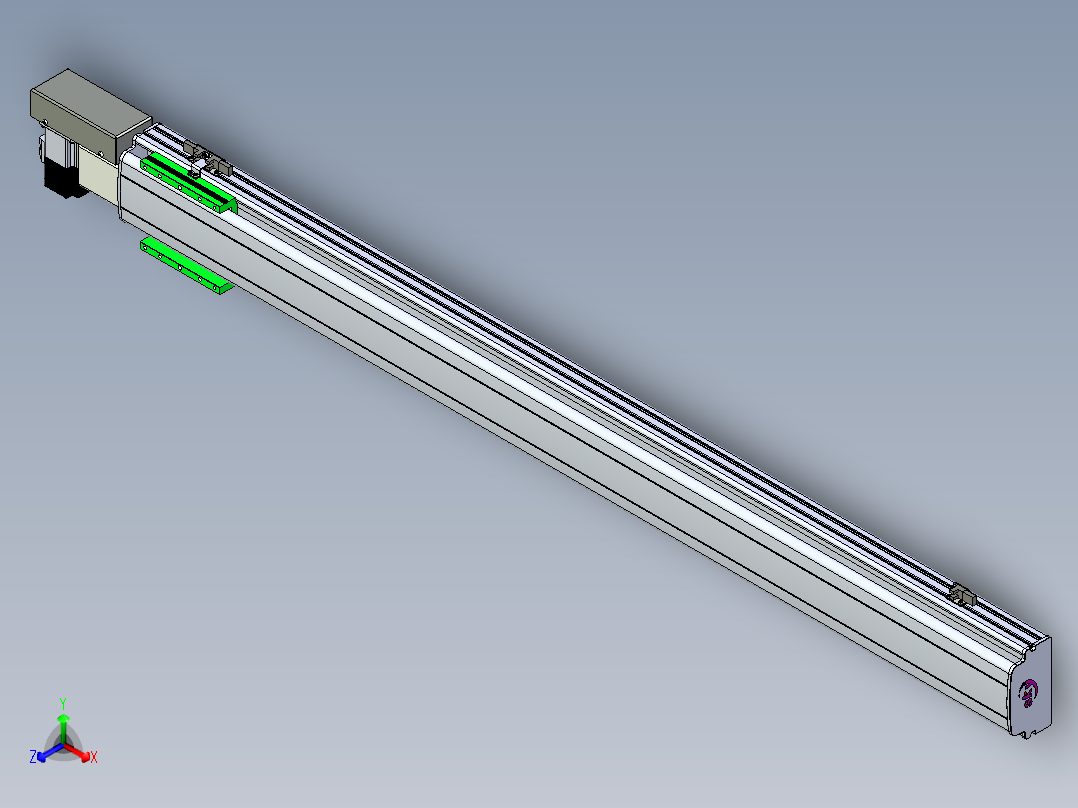 同步带滑台-半封闭B13H-L45-S1300-R-P40-D3正等轴测图