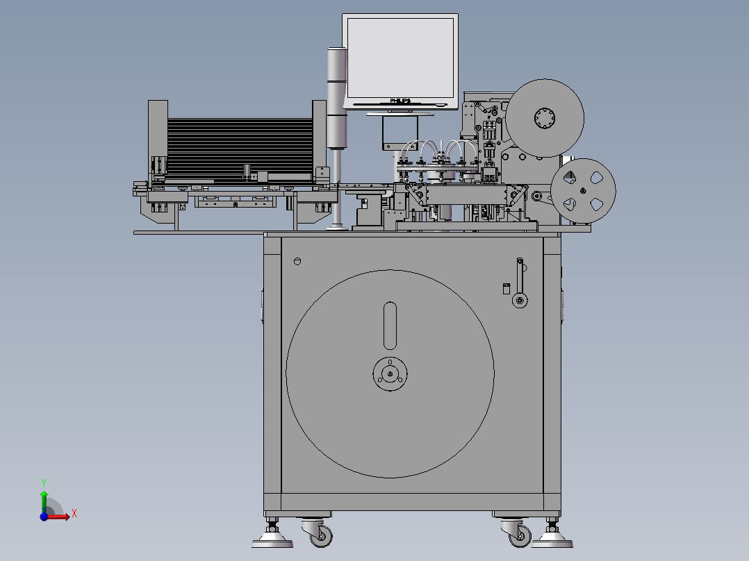 平管上料编带机 机械素材3D图纸自动化设备三维模型前视图