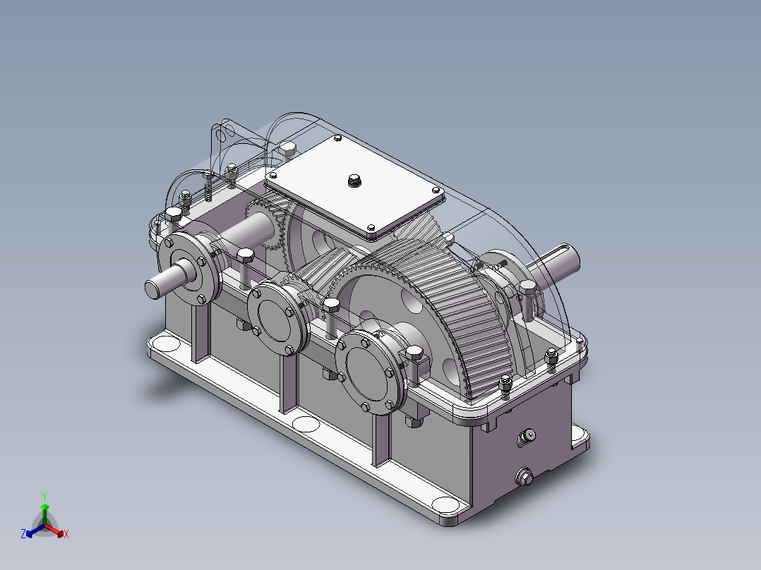 展开式二级圆柱齿轮减速器设计含三维二维说明书正等轴测图