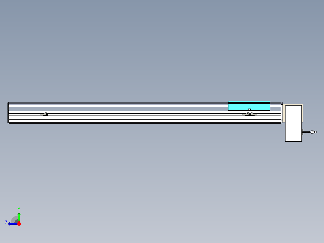 同步带滑台-半封闭B22H-L100-C-S1100-RD-P75-D3-N5右视图