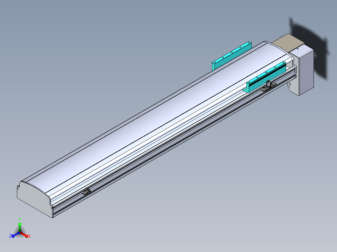 同步带滑台-半封闭B22H-L100-C-S1100-RD-P75-D3-N5正等轴测图