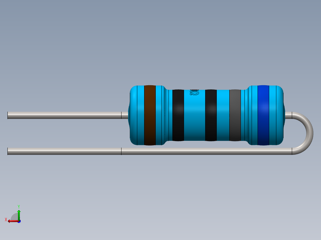 电容器 二极管 电阻器-Resistor Vertical 680 Ohm 1W后视图