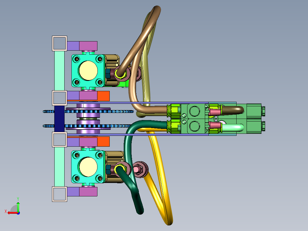 双气缸旋转输出机后视图
