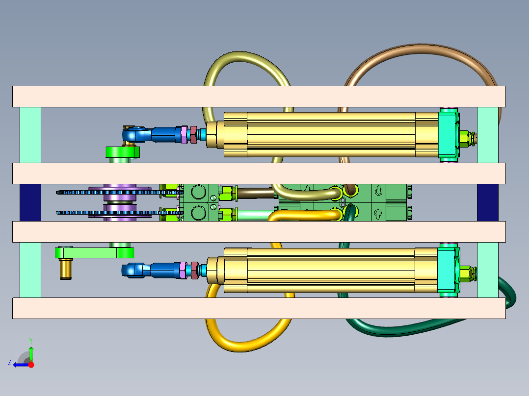 双气缸旋转输出机右视图