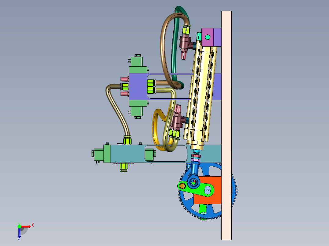 双气缸旋转输出机俯视图