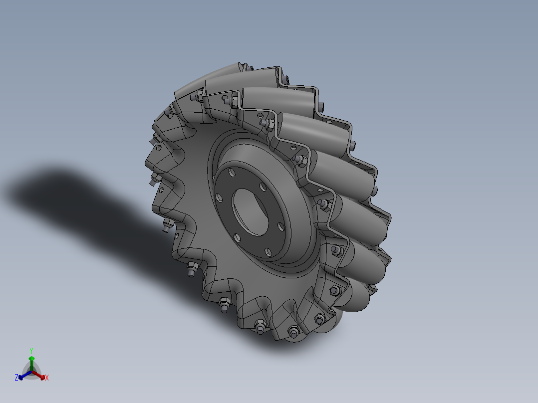 辊子密集排布式麦克纳姆轮正等轴测图